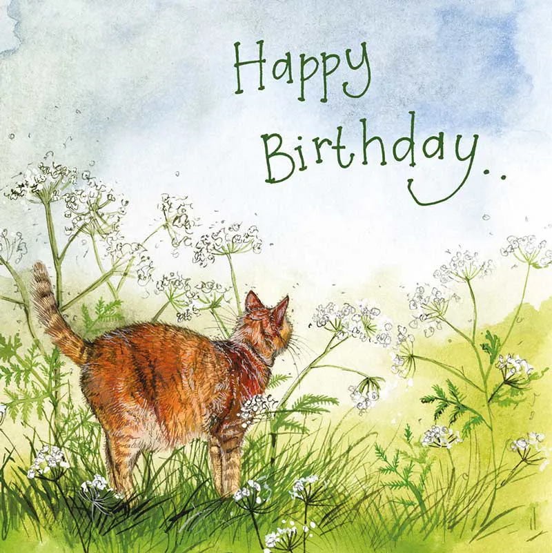 Alex Clark Cat and Cow Parsley Birthday Card